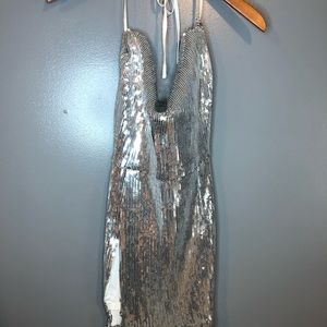 Pretty Little Thing Sequin Cowl-Neck Slit Dress